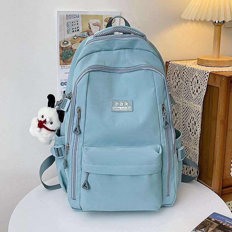 Large Capacity Simple Backpack With Solid Color And Letter Design Daily For