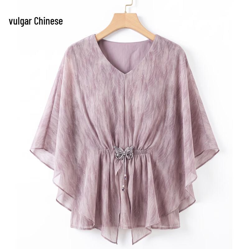 Women s Chiffon Batwing Sleeve Summer Blouse 2XL