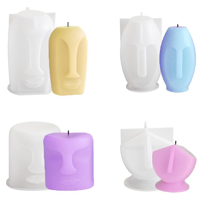 

Nordic Design Silicone Candle Mold DIY Abstract Human Face Column Soap Molds Plaster Resin Craft Making Home Decor Art Gifts