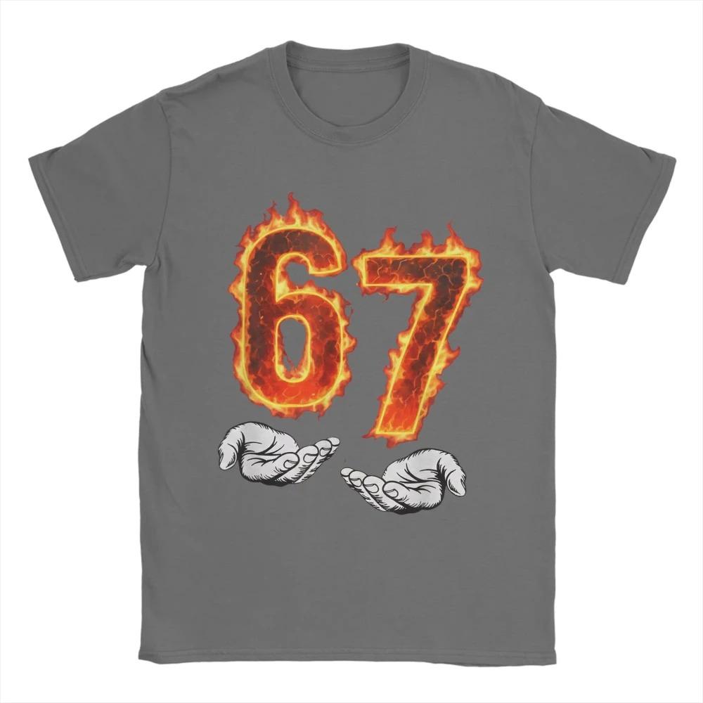6 7 Meme Six Sept 67 Mains Meme T-shirt Imprimé Feu pour Hommes Femmes Loisirs Coton T-shirts Col Rond Manches Courtes T-shirt 3XL Hauts