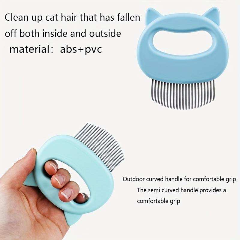 Cat Grooming Comb + 1 Cleaning Stick, Gentle Massage Shedding Brush, Durable Plastic Material, for Cat Grooming and Shedding.