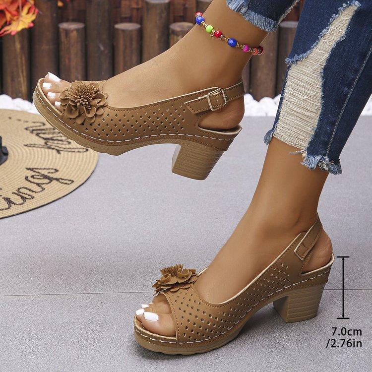 Fashion Summer Sandals Non Slip Lightweight Shoes for Women Breathable Slip on Pumps High Heel Floral Footwear Women Sandals Size36 43