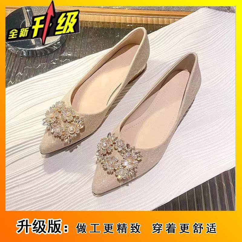 French Thick Heel Single Shoes Women's High Sense Is Not Tired Feet Two Wear Wedding Shoes Women's Fashion Women's Single Shoes 2025 Spring and Summer
