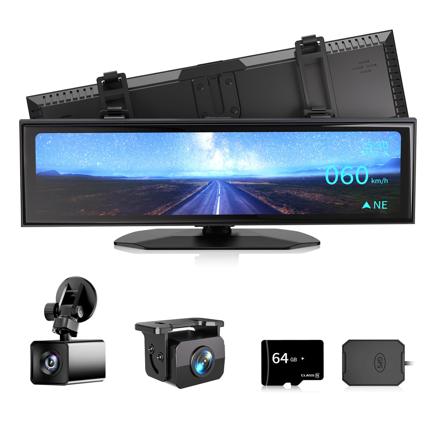 

AKEEYO Система ночного видения Отдельный видеорегистратор Передняя и задняя Полностью прозрачный BSD Обнаружение препятствий сзади Большая апертура Голосовой HUD Безопасное вождение Зеркало заднего вида чёрный