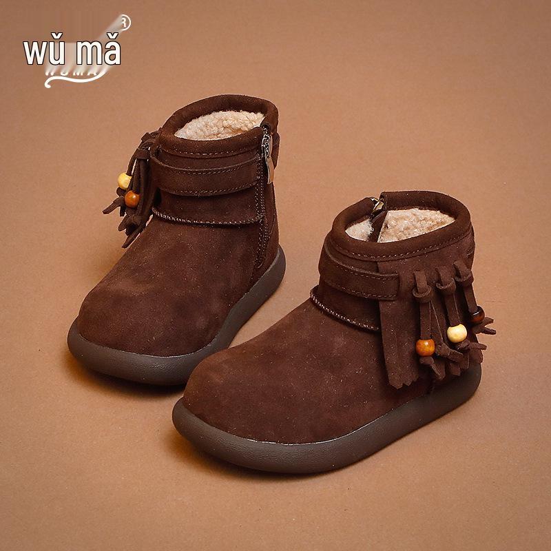 

Wuma Kids Velvet Winter Boots - 2025 New Princess Style Snow Boots for Girls 18.0CM (size 28) кавовий