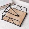 Creative Wood Base Iron Napkin Holder Modern Style Stable Paper Dispenser Rack Paper Storage Rack Table Decoration
