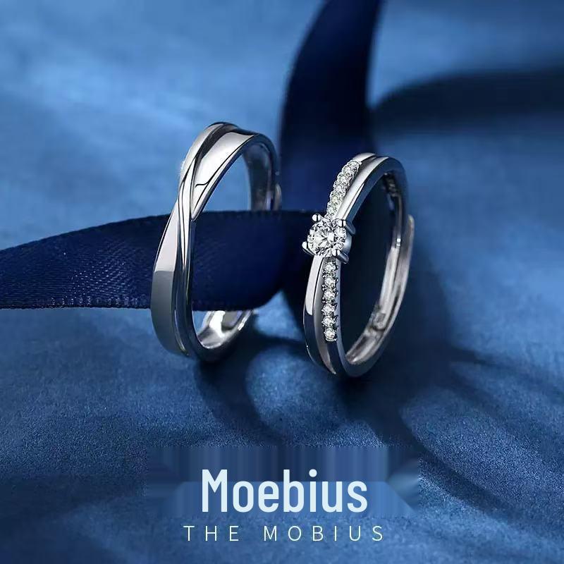 Korean-Style Möbius Couple Rings: Unique Intertwined Design for Men & Women.