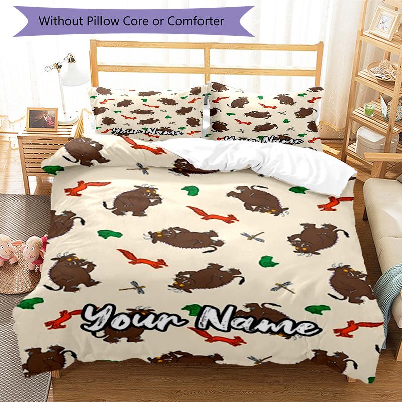 Set Biancheria da Letto Il Gruffalò Personalizzato con Nome 3 Pezzi Copripiumino Chiusura Include 1 Copripiumino e 2 Federe, Morbido e Confortevole per Tutte le Stagioni.
