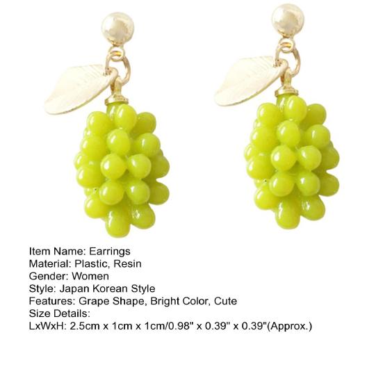 1 Pair Ear Studs Grape Japan Korean Style Jewelry Green Fruit Stud Earrings Jewelry