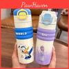 Donald Duck Childrens Thermos Bottle With Double Drink Straw For School Use