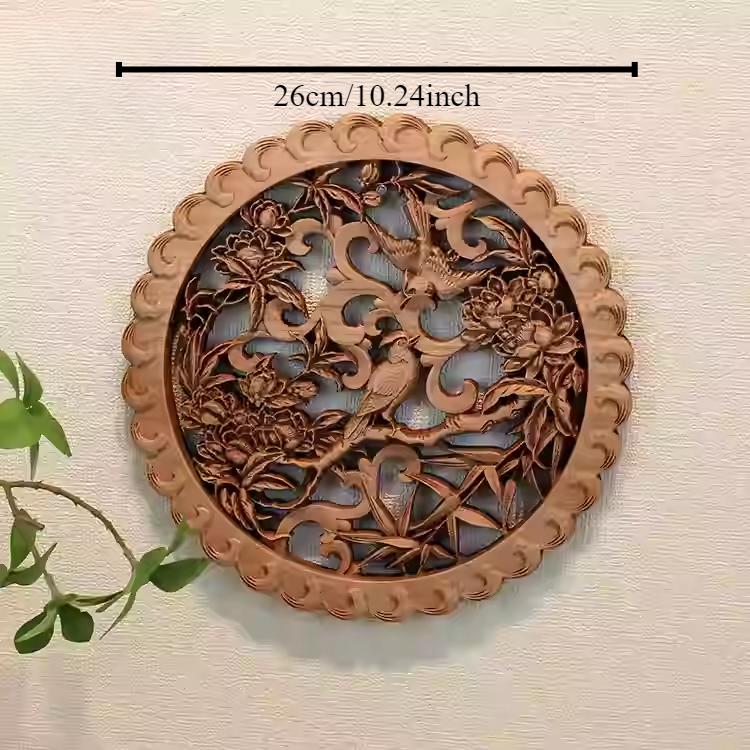 1pc Chinese Woodcarving Ornaments Solid Wood Carving Crafts Living Room Wall Decoration Home Accessories Wall Decorations