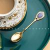 New Creative Stainless Steel Golden Coffee Milk Spoon Creative Stirring Spoon Elegent Ceramic Dessert Honey Spoons