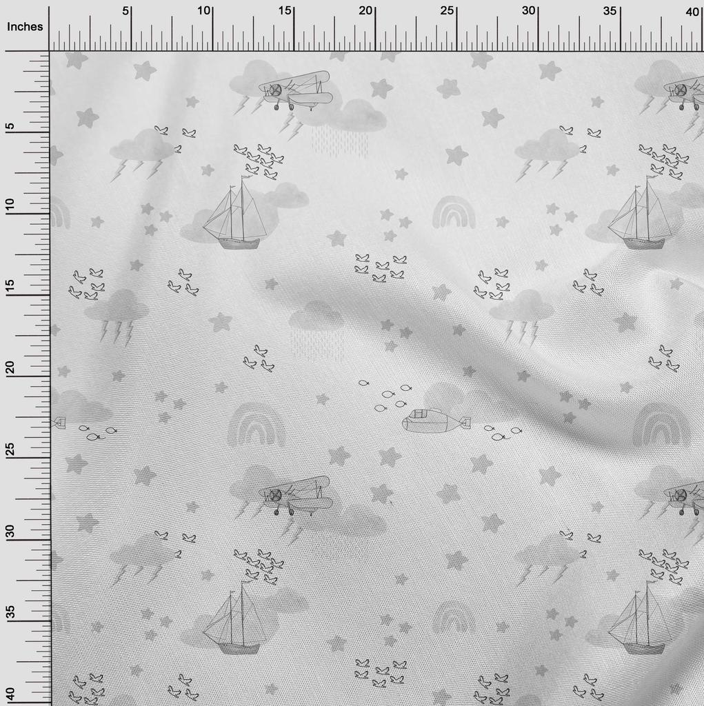 oneOone Cotton Flex Light Gray Fabric Kids Craft Projects Decor Fabric Printed By The Yard 40 Inch