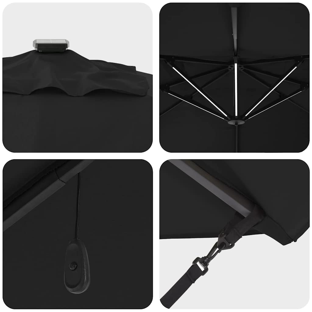 Cantilever Sun Umbrella Black 352 x 251 x 265 cm Polyester and Aluminum