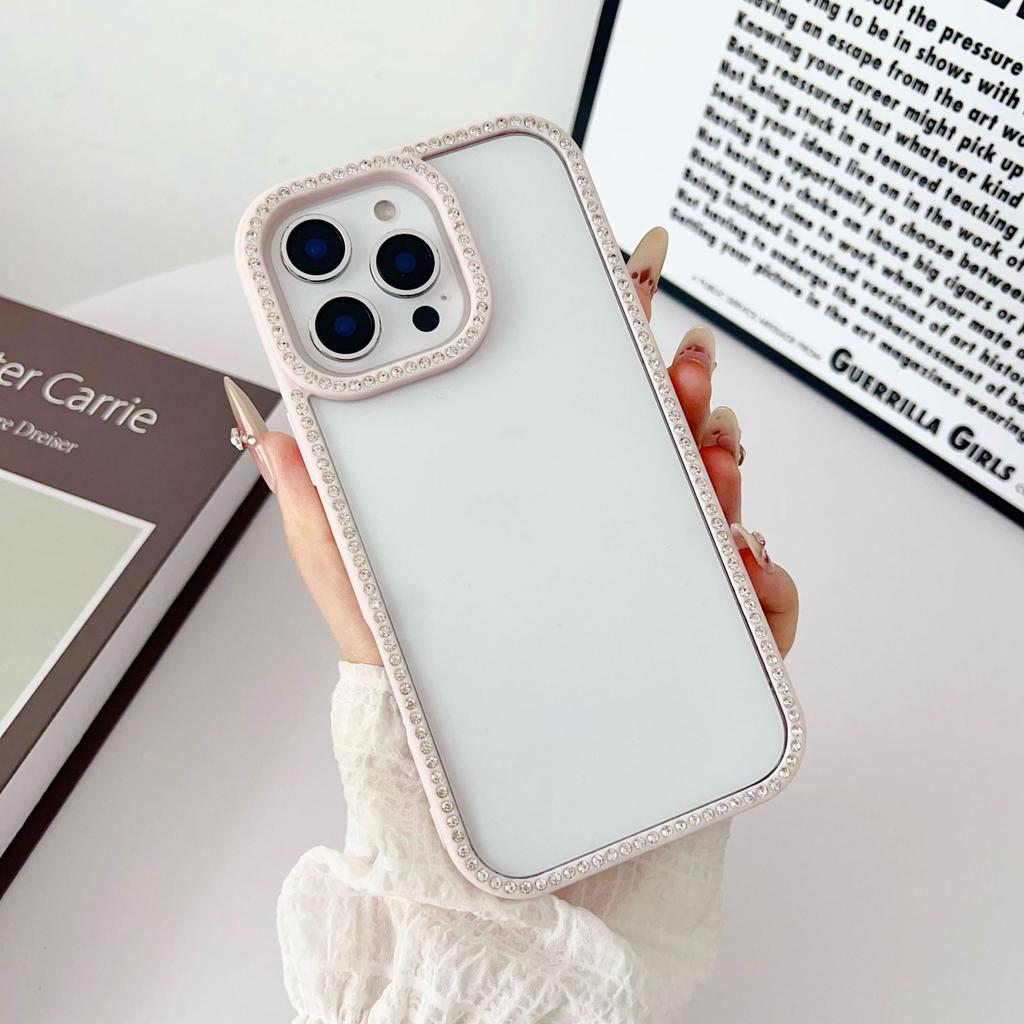2-In-1 Double-sided Drill Mobile Phone Case Is Suitable for Apple 16PROMAX New 16 Simple 15 Large Holes with Diamonds 11/12