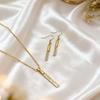 Elegant Gold Stick for Women Pendant Necklace Drop Earring Geometry Wedding Jewelry Sets