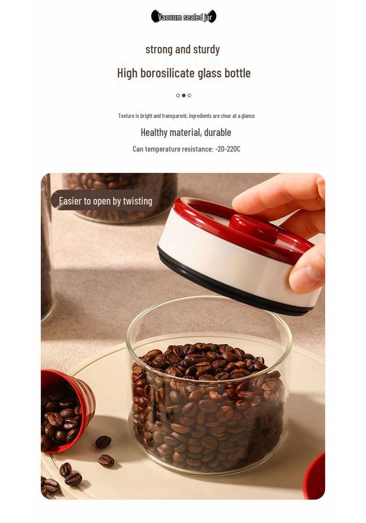 Sealed Vacuum Glass Jar for Coffee and Tea Storage