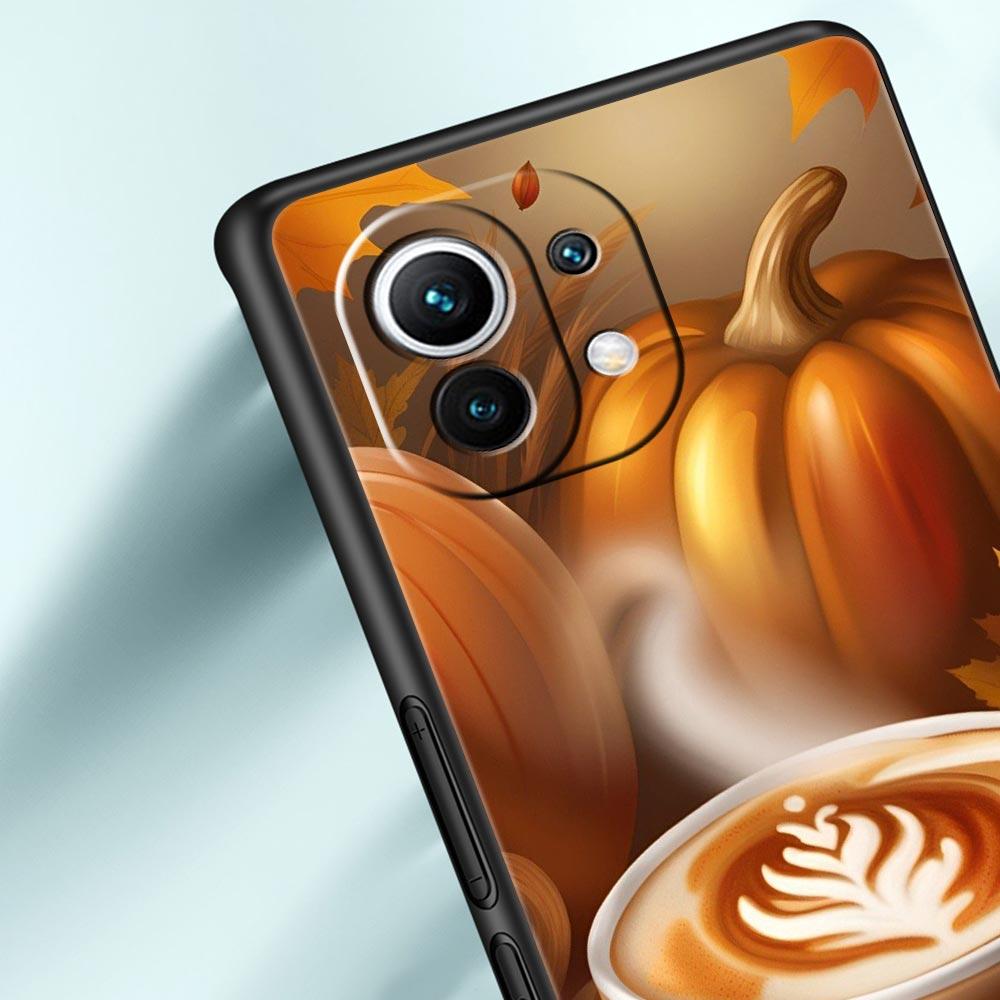 Pumpkin Autumn Leaves Coffee Phone Case Cover for Xiaomi Mi 17 Pro Max 15 14 13 12 11 Ultra 15T 14T 13T 12T Pro Lite Soft TPU