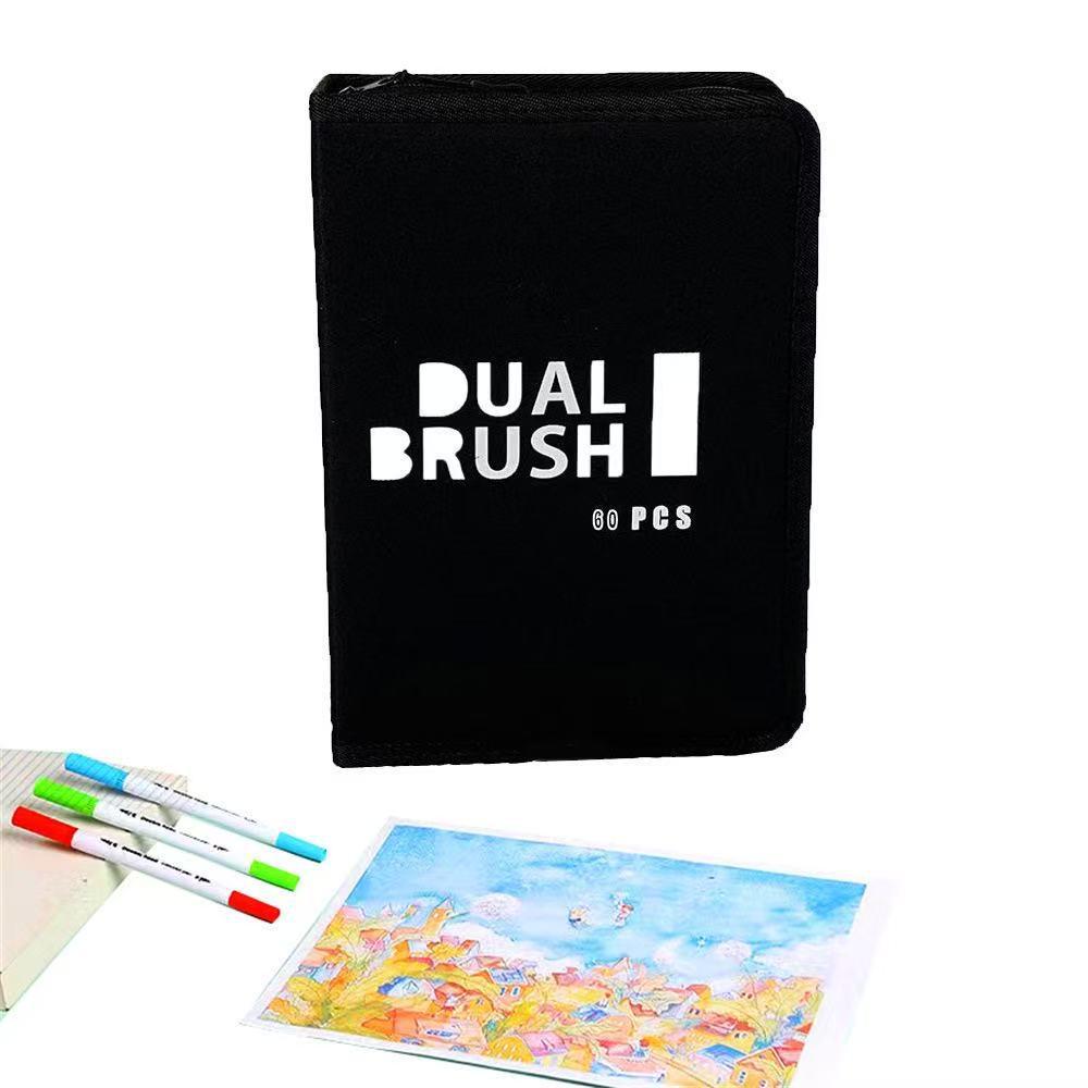 Water-based Double-ended Watercolor Pen Set with Colored Fine Liner and Soft Tip