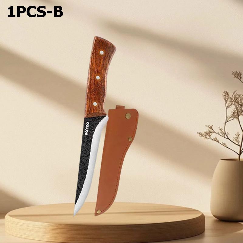 WXCOO Stainless Steel Kitchen Knife Hand Forged Full Tang Rosewood Handle Boning Knife Butcher Knife Meat Cleaver with Sheath