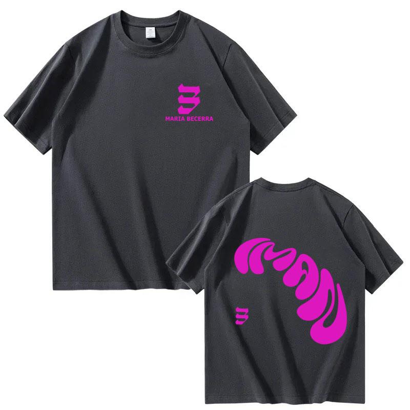 Hot-selling Singer Maria Becerra's Signature T-shirt Streetwear for Men and Women, 2025 Summer, 100% Pure Cotton Printed T-shirt