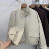 Spring 2025 Women's Loose Casual Chic Stand-Up Collar Jacket - Hong Kong Style