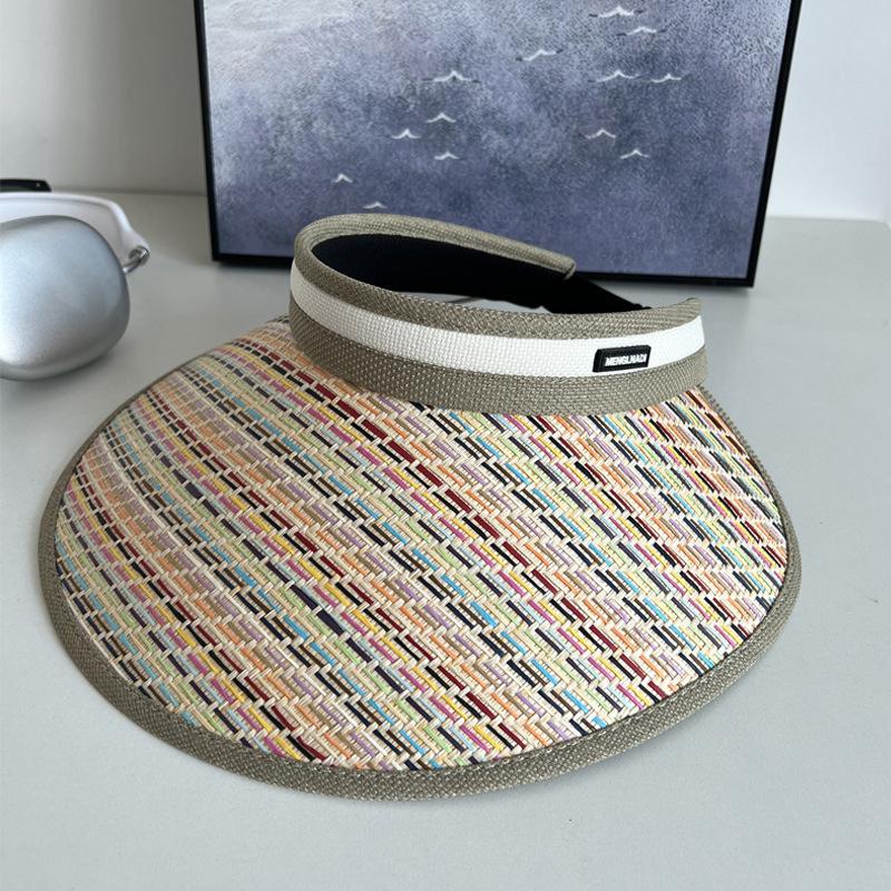 New Fashion Rainbow Knitted Hat Women's Empty Top Hat Beach Hat Big Brim Sun Hat Sun Hat Sun Hat