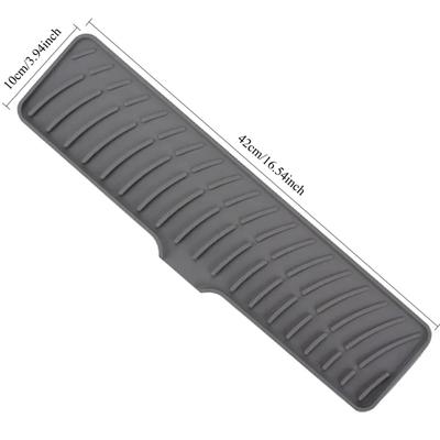 Gray Silicone Sink Splash Guard Mat Anti-Splash Lip Drip Catcher Drainage Non-Slip Countertop Protector Universal Faucet Fit