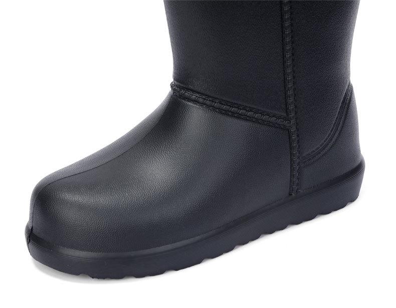 Aote Step-On Rain EVA Mid-Calf Boots 902, Black Cotton-Lined Non-Slip Rubber Shoes for Winter, Car Washing, Fishing, and Labor Protection.