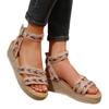 Sandals Bohemian wedge heel super high heel sandals open-toed platform wedge heel high heels straw sandals