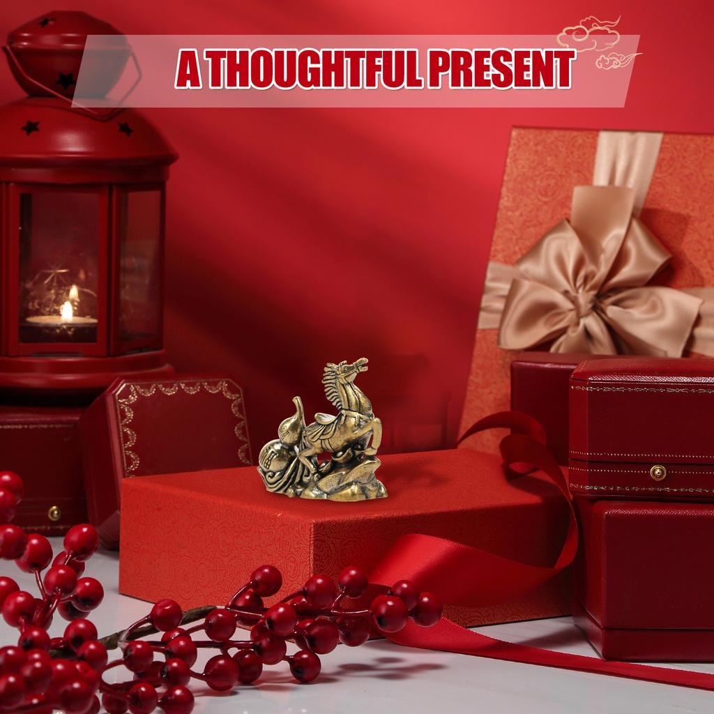 Horse Statue Feng Shui Ornament Mini Brass Horse Mascot Figurine Decor for Collectible Home Tea Pets Office Tabletop Car Decor