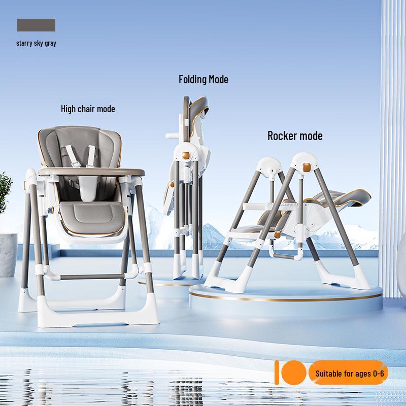 

Portable 2-in-1 Children s Rocking & Dining Chair: Foldable, Reclining, and Adjustable for Infants & Babies