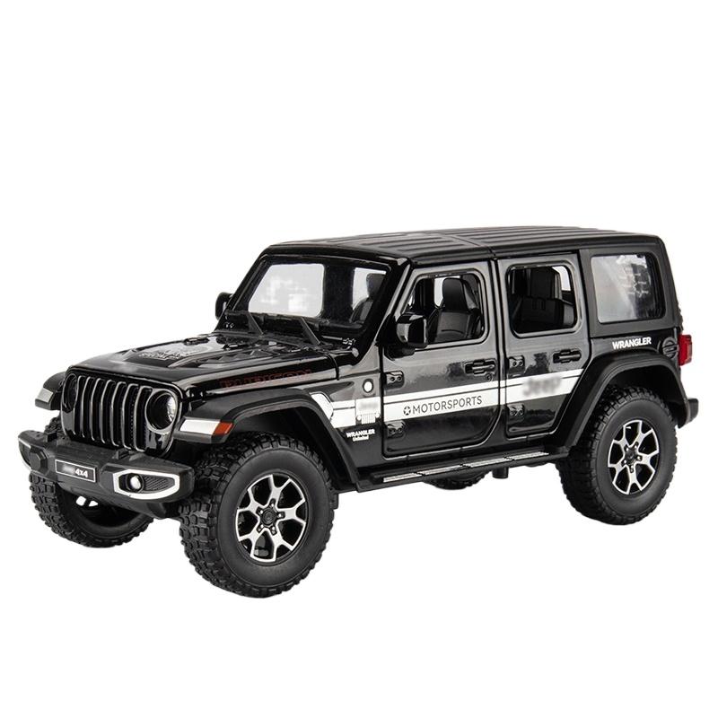 

1/22 Jeeps Wrangler Rubicon Лиття під тиском та іграшкові транспортні засоби Металева іграшкова модель автомобіля Звук і світло Колекція Pull Back Дитячі іграшки в подарунок чорний