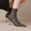 Krazing Pot Microfiber Basic Design Winter Pointed Toe Metal Thin High Heels Modern Boots Women Ankle Boots