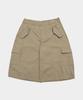 SOMEPLACE MAN Bermuda Pocket Zipper Point Strap Incision Oversized Half Cotton Cargo Pants [Beige]