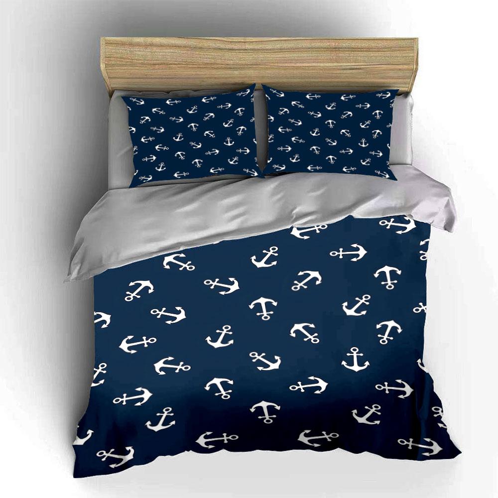 White anchors on navy. Bedding sets Duvet cover sets Duvet covers Pillowcases(1 * Duvet Cover 2 * Pillowcases without duvet insert)
