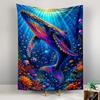 Colorful Underwater Whale Scene Patterned tapestry for bedroom and living room home decor