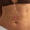 Imitation Pearl Waist Chain Flower Pendant Body Jewelry Fashion Belly Belt Summer