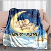 1PC Custom Name Elegant Elephant Moon Night blanket versatile,all-season throw suitable for the living room,bedroom,camping,travel,and gift