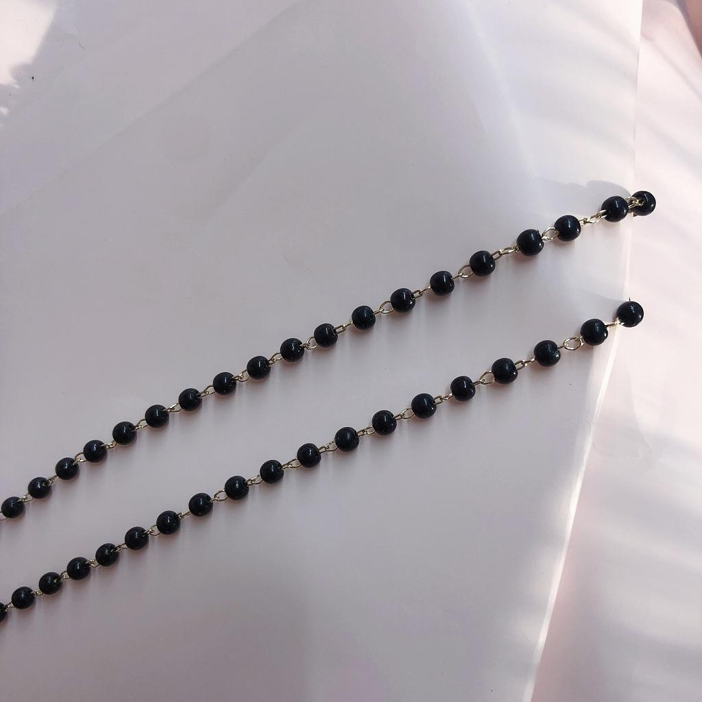 1meter 3-8mm Black Imitation Pearl Beaded Chain DIY Copper Necklace Chains Accessories for Jewelry Making Components Handmade