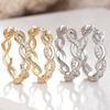 Huitan Twist Design Women Hoop Earrings Gold Color/silver Color  Jewelry for Party Daily Versatile Charming Accessories