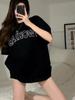 Women's Plus Size Retro Letter Print Short Sleeve T-shirt - Summer Loose Fit, Hong Kong Style