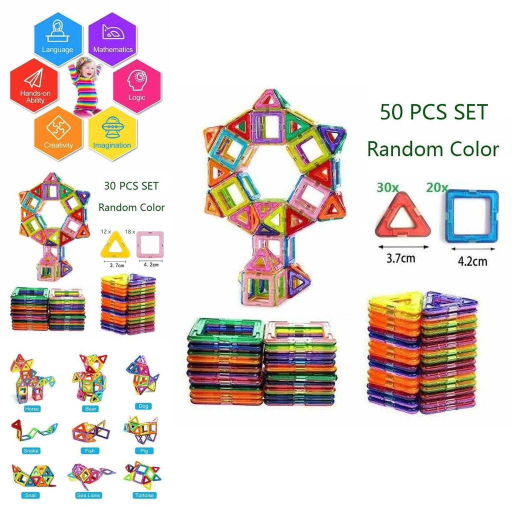 Magnetic Building Blocks Construction Set With Vibrant Multicolor Pieces For Creative Kids And Relaxing Adults