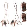 Retro Boho Peacock Feather Braided Rope Headband Hairband Women Headgear Feather Headdress Indian Headwear Hair Accessories Gift