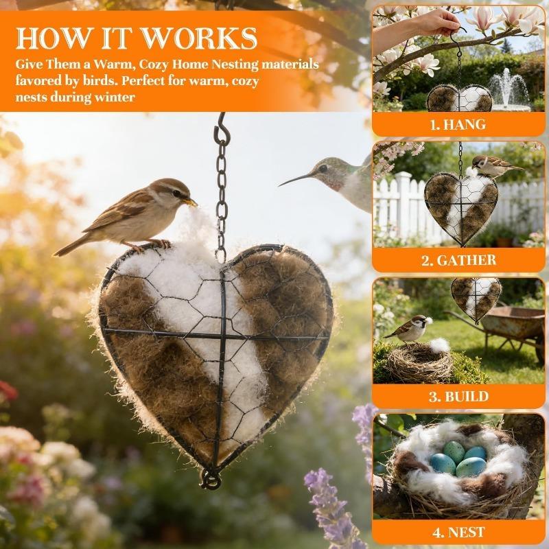 1PC Bird Nesting Heart Outdoor Yard Art