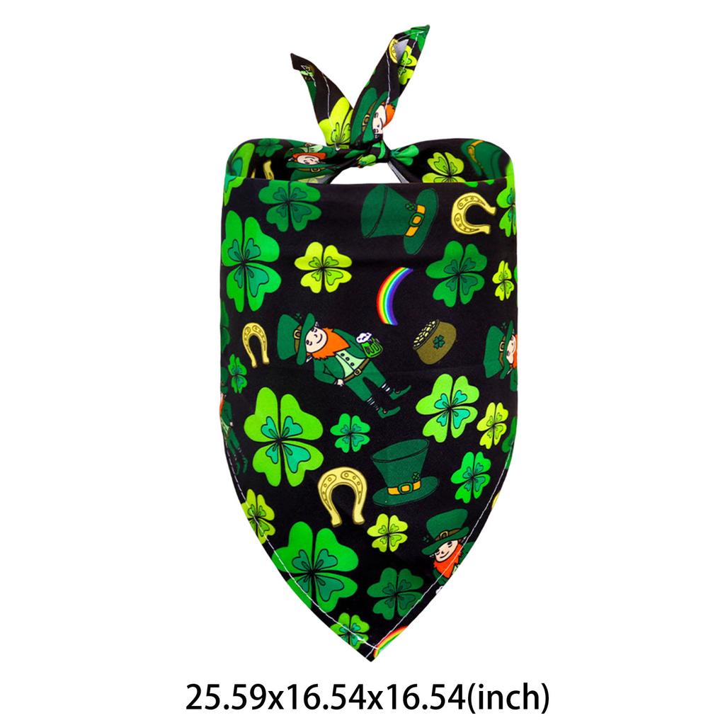 St Patricks Day Pet Bibs Adjustable Clover Pet Triangular Bandanas Creative Neckwear Gift for Small To Medium-Sized Pets