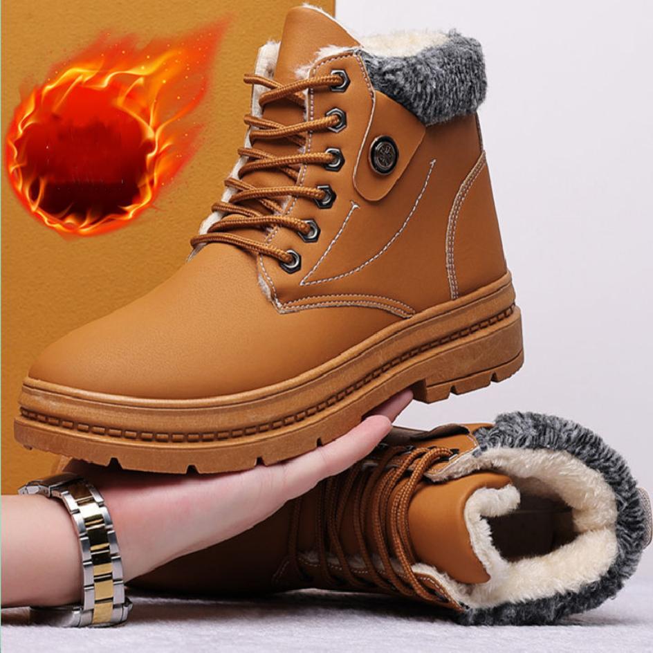 Men Waterproof Martin Boots Winter Plus Velvet Warm Boots Fashion High-top Shoes
