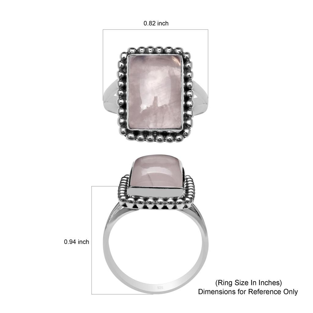 Inel cu margele din argint Sterling 925 din cuarț trandafir natural, piatră prețioasă, pentru femei și fete