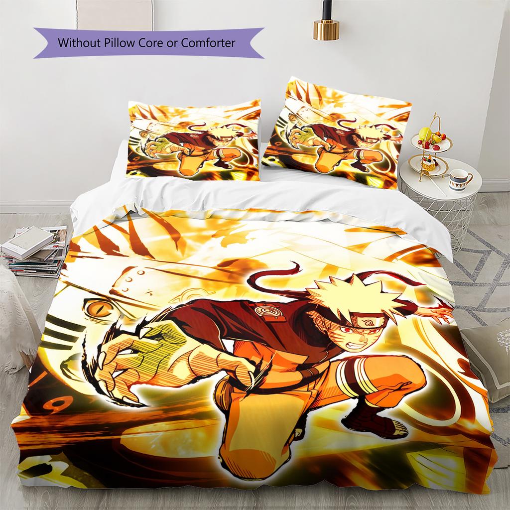 Naruto Uzumaki Naruto Anime Character Pattern Bedding Home Decoration Birthday Gift (1 * duvet cover + 2 * pillowcase, without core)