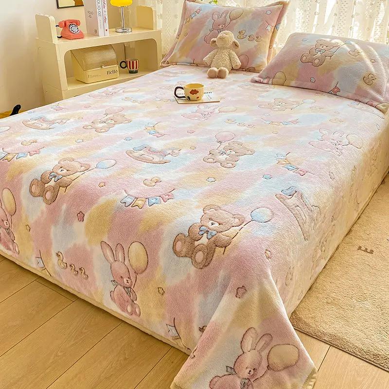 

1 Pcs Cartoon Flannel Blanket For All Seasons Cute Pattern Plush Sofa Cover For Office Multifunctional Flat Bed Sheet For Adults 120x200cm